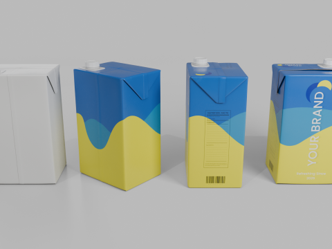 Beverage Carton 2000 ml - Customizable Drink Box 3D मॉडल