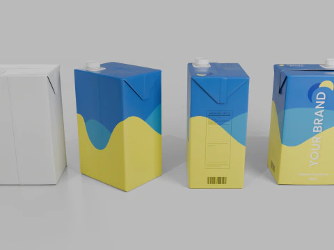 Beverage Carton 2000 ml - Customizable Drink Box 3D Model