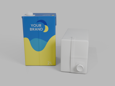 Beverage Carton 2000 ml - Customizable Drink Box 3D मॉडल
