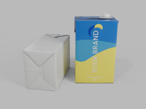 Beverage Carton 2000 ml - Customizable Drink Box 3D मॉडल