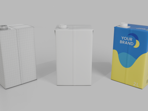Beverage Carton 2000 ml - Customizable Drink Box 3D मॉडल