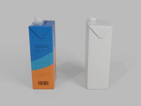 Beverage Carton 1000 ml - Customizable Drink Box 3D Model