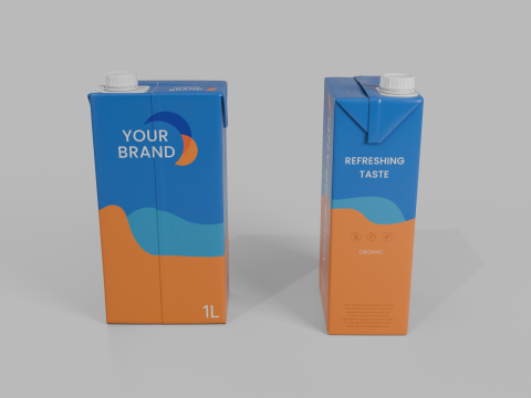 Beverage Carton 1000 ml - Customizable Drink Box 3D Model