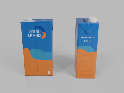 Beverage Carton 1000 ml - Customizable Drink Box 3D Model