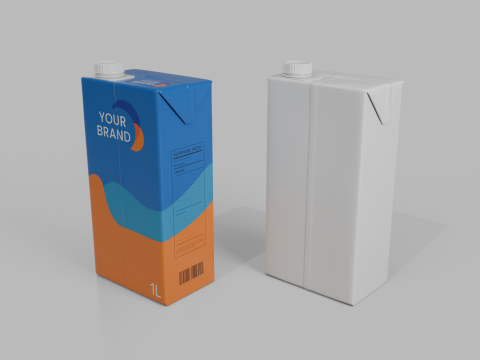 Beverage Carton 1000 ml - Customizable Drink Box 3D Model