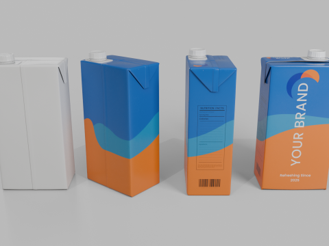 Beverage Carton 1000 ml - Customizable Drink Box 3D Model