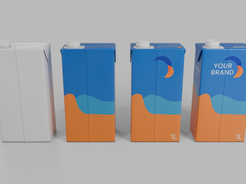 Beverage Carton 1000 ml - Customizable Drink Box 3D Model