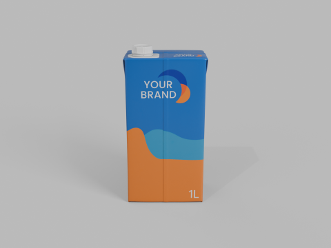 Beverage Carton 1000 ml - Customizable Drink Box 3D Model