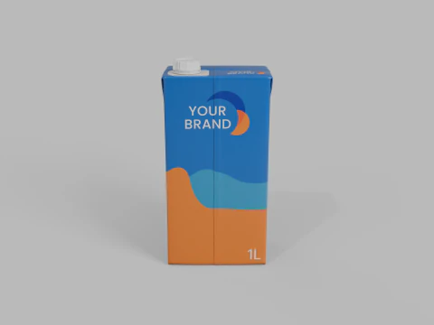 Beverage Carton 1000 ml - Customizable Drink Box 3D Model