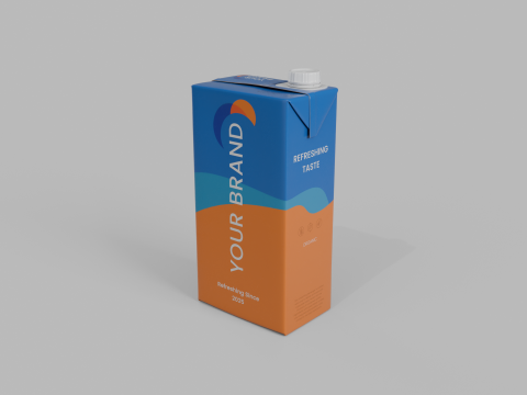 Beverage Carton 1000 ml - Customizable Drink Box 3D Model