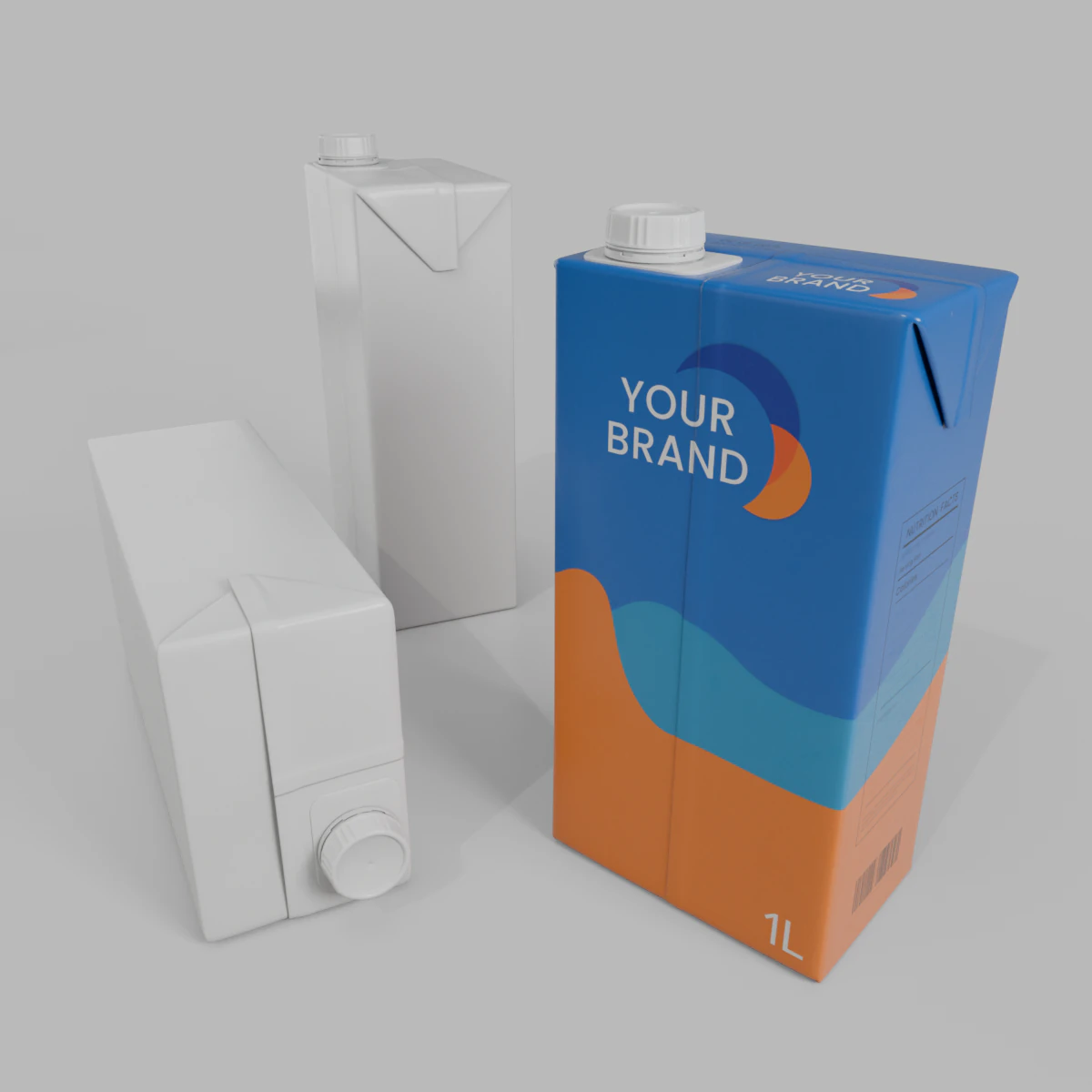 Beverage Carton 1000 ml - Customizable Drink Box 3D Model .c4d .max .obj .3ds .fbx .stl .blend 