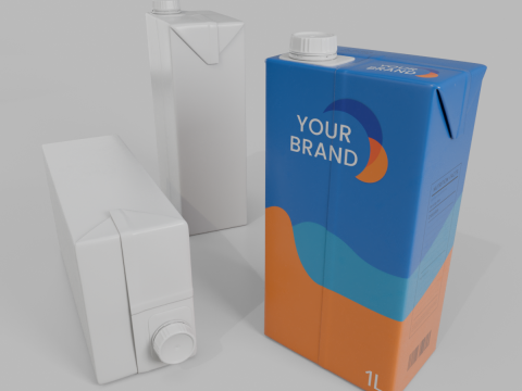Beverage Carton 1000 ml - Customizable Drink Box Modello 3D