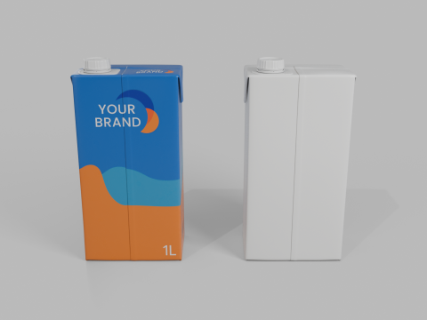 Beverage Carton 1000 ml - Customizable Drink Box 3D Model