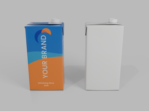 Beverage Carton 1000 ml - Customizable Drink Box 3D Model