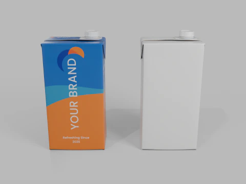 Beverage Carton 1000 ml - Customizable Drink Box 3D Model