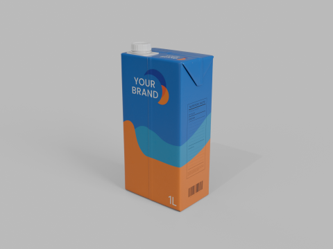 Beverage Carton 1000 ml - Customizable Drink Box 3D Model