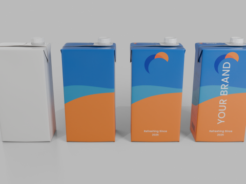 Beverage Carton 1000 ml - Customizable Drink Box 3D Model