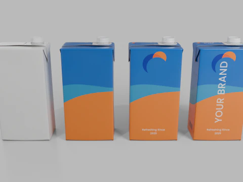 Beverage Carton 1000 ml - Customizable Drink Box 3D Model
