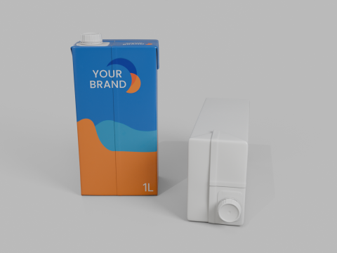Beverage Carton 1000 ml - Customizable Drink Box 3D Model
