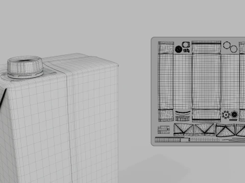 Beverage Carton 1000 ml - Customizable Drink Box 3D Model