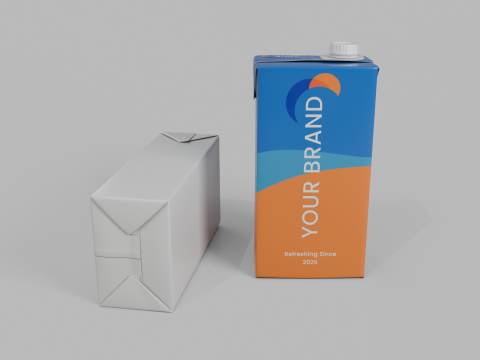 Beverage Carton 1000 ml - Customizable Drink Box 3D Model