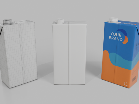 Beverage Carton 1000 ml - Customizable Drink Box 3D Model