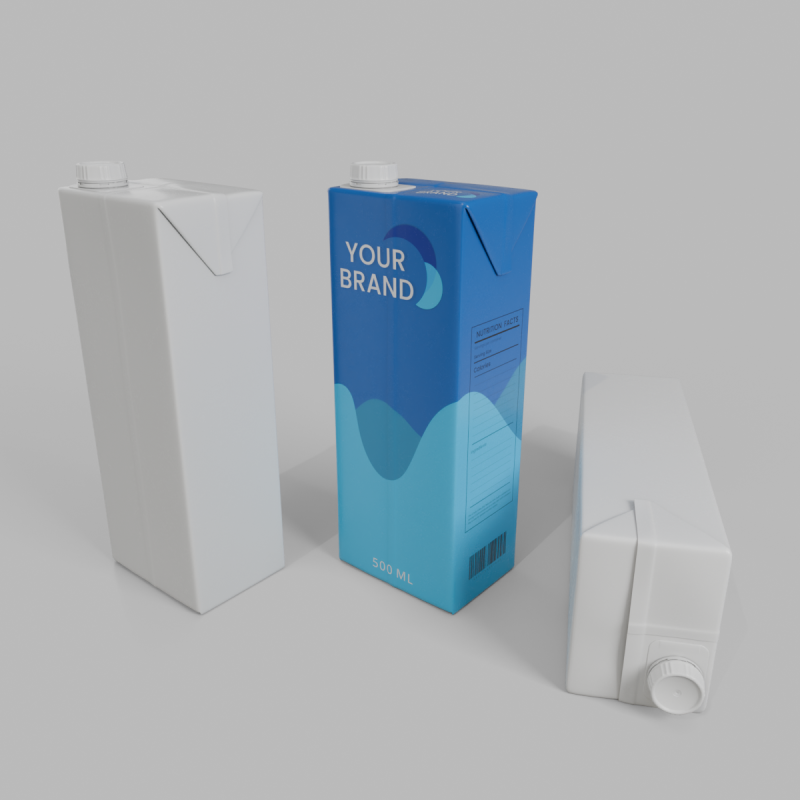 Beverage Carton 500 ml - Customizable Drink Box 3D मॉडल .c4d .max .obj .3ds .fbx .stl .blend