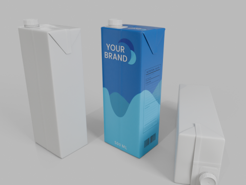 Beverage Carton 500 ml - Customizable Drink Box 3D Model