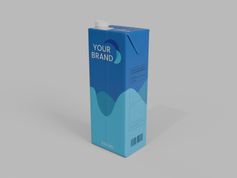 Beverage Carton 500 ml - Customizable Drink Box 3D मॉडल