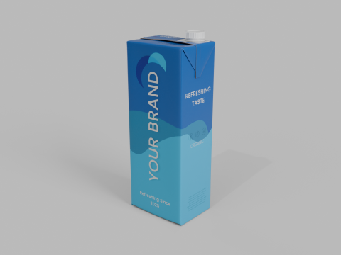 Beverage Carton 500 ml - Customizable Drink Box 3D मॉडल