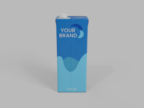 Beverage Carton 500 ml - Customizable Drink Box 3D Model
