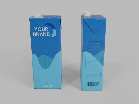 Beverage Carton 500 ml - Customizable Drink Box 3D मॉडल