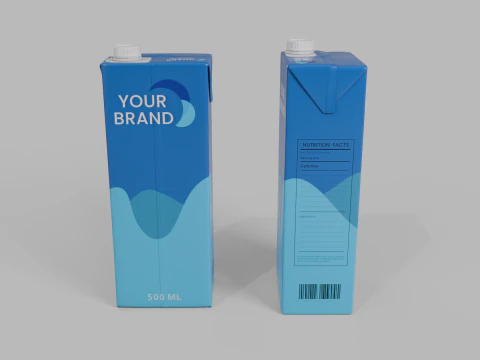 Beverage Carton 500 ml - Customizable Drink Box 3D Model