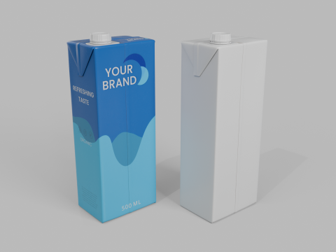 Beverage Carton 500 ml - Customizable Drink Box 3D मॉडल