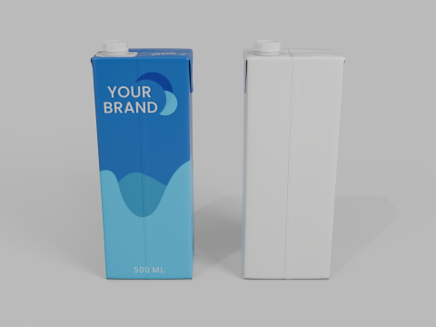 Beverage Carton 500 ml - Customizable Drink Box 3D मॉडल