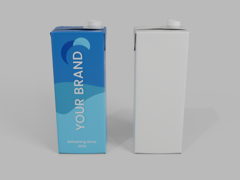 Beverage Carton 500 ml - Customizable Drink Box 3D मॉडल