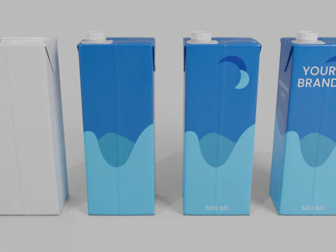Beverage Carton 500 ml - Customizable Drink Box 3D Model