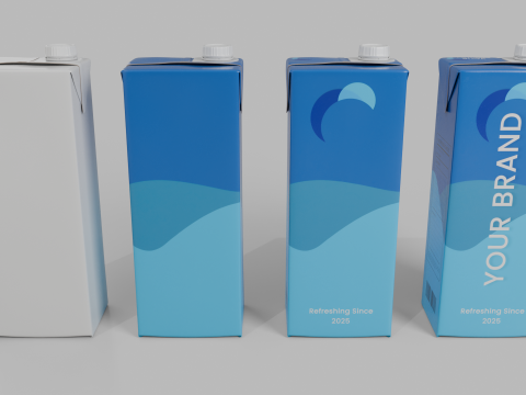 Beverage Carton 500 ml - Customizable Drink Box 3D मॉडल