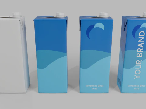 Beverage Carton 500 ml - Customizable Drink Box 3D Model