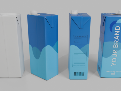 Beverage Carton 500 ml - Customizable Drink Box 3D मॉडल