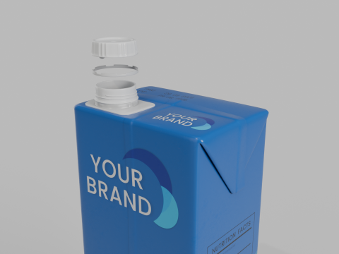 Beverage Carton 500 ml - Customizable Drink Box 3D मॉडल