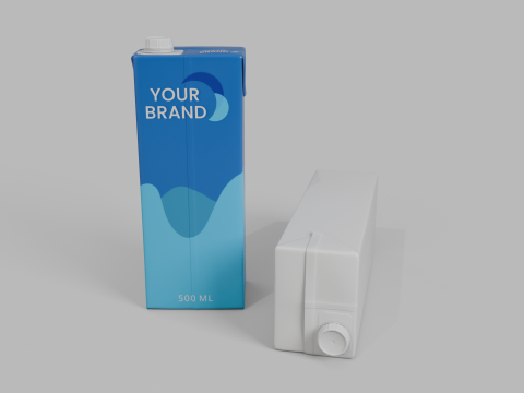 Beverage Carton 500 ml - Customizable Drink Box 3D मॉडल