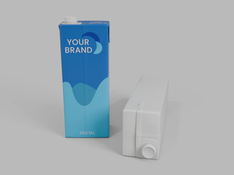 Beverage Carton 500 ml - Customizable Drink Box 3D Model