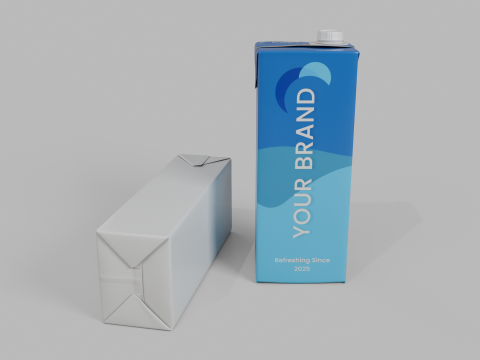 Beverage Carton 500 ml - Customizable Drink Box 3D मॉडल