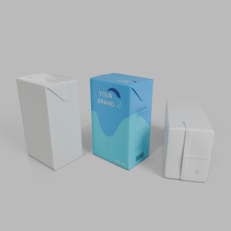 Beverage Carton 330 ml - Customizable Drink Box 3D 模型 .c4d .max .obj .3ds .fbx .stl .blend