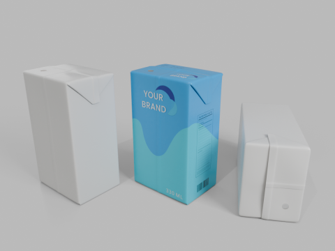 Beverage Carton 330 ml - Customizable Drink Box 3D Model