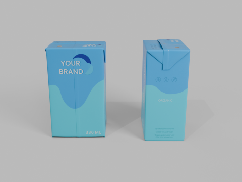 Beverage Carton 330 ml - Customizable Drink Box 3D 模型