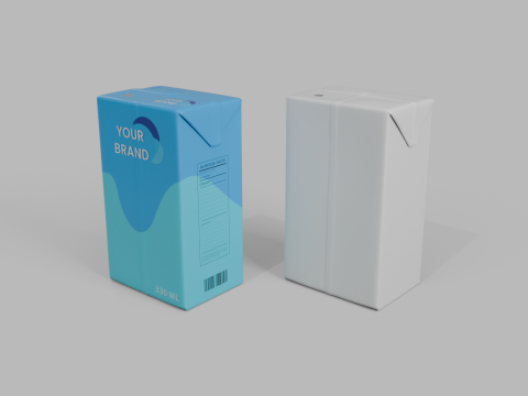 Beverage Carton 330 ml - Customizable Drink Box 3D 模型