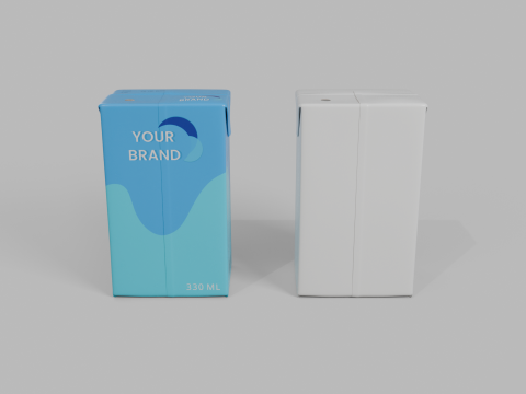 Beverage Carton 330 ml - Customizable Drink Box 3D 模型
