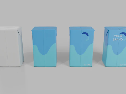 Beverage Carton 330 ml - Customizable Drink Box 3D Model